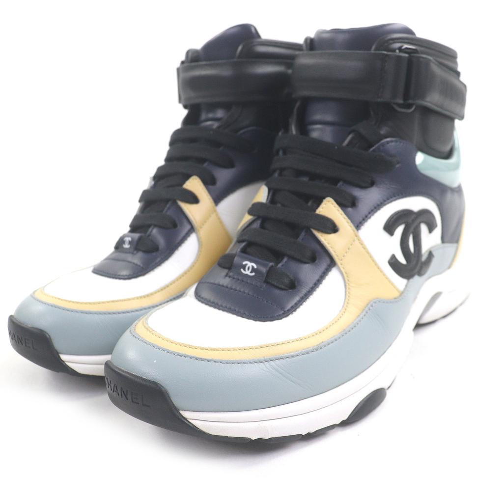 Great CHANEL High cut sneakers COCO Mark multicolor leather mens 40 G33865 Used