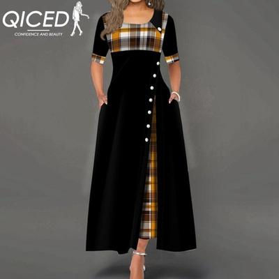 Summer Street Style Women's Short-sleeved Round Neck Swing Dress