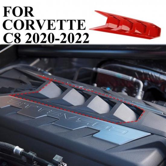 Red engine hood panel Trim Cover For Chevrolet Corvette C8 -2024