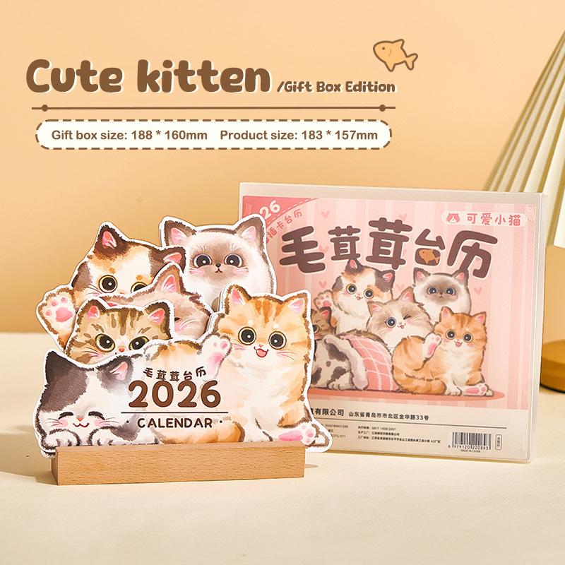 

New 2026 Cat Dog Card Insert Desk Calendar Office Home Monthly 12Month Family Planner Organizer New Year Calendar Desktop Decor