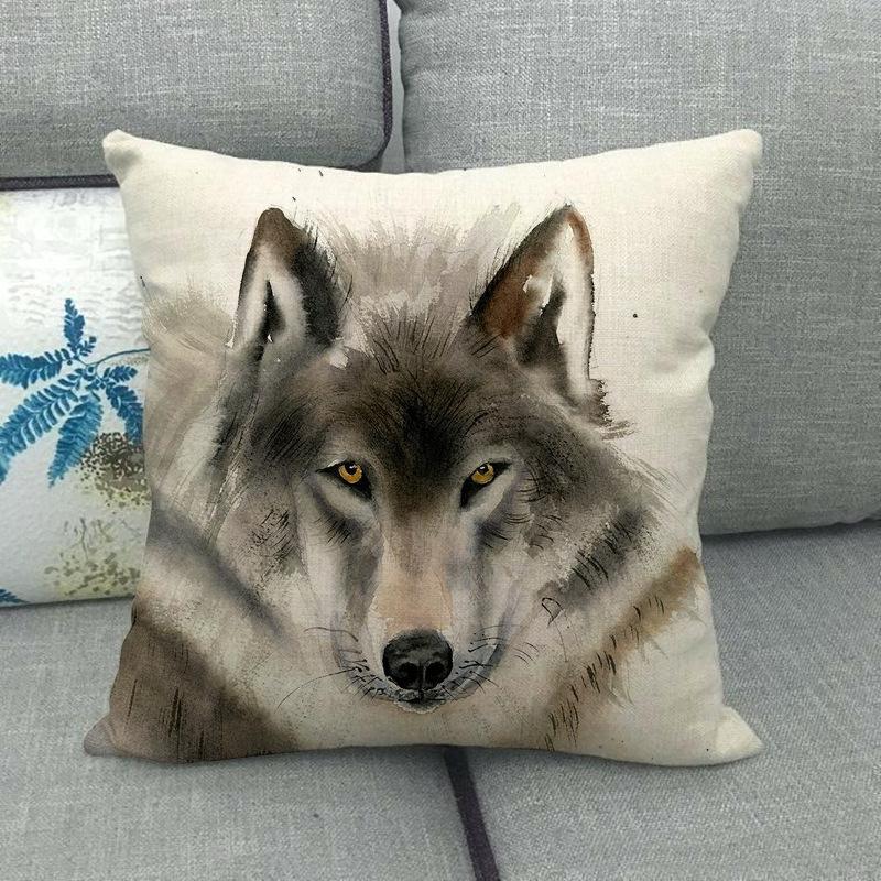 Bear Tiger Lion Fox Wolf Animal Patterns Digital Printing Short Plush Pillow Covers For Car Sofa Office Cushion Cover Home Goods