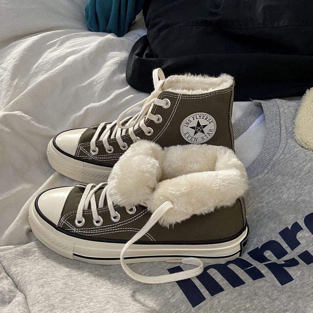 Niche Shoes Children's Winter Velvet Canvas Shoes 2025 Autumn and Winter New Students Korean Version Warm and Thickened Two Cotton Shoes