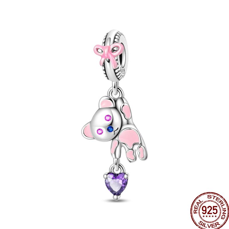 Copper Magician Circus Playing Cards Teddy Bear Charm Beads Suitable Fit Pan Original Bracelet Diy Jewelry