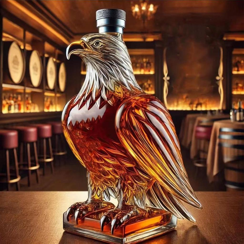 Eagle Whiskey Bottle, high borosilicate glass bubble bottle, animal - shaped new product, animal - shaped bottle Father's Day