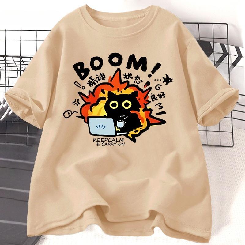 Crazy Cat Tshirt Unisex Women Funny Work Cat T Shirt Summer Casual Crewneck Short Sleeve Cotton Tshirt Unisex Womens Clothing