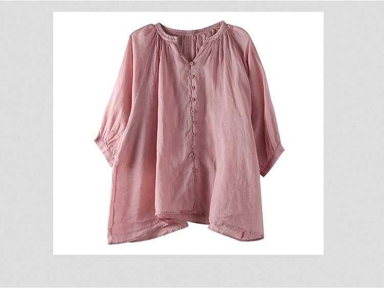2023 Autumn Korean Style Loose Plus Size Cotton Linen Women's Shirt