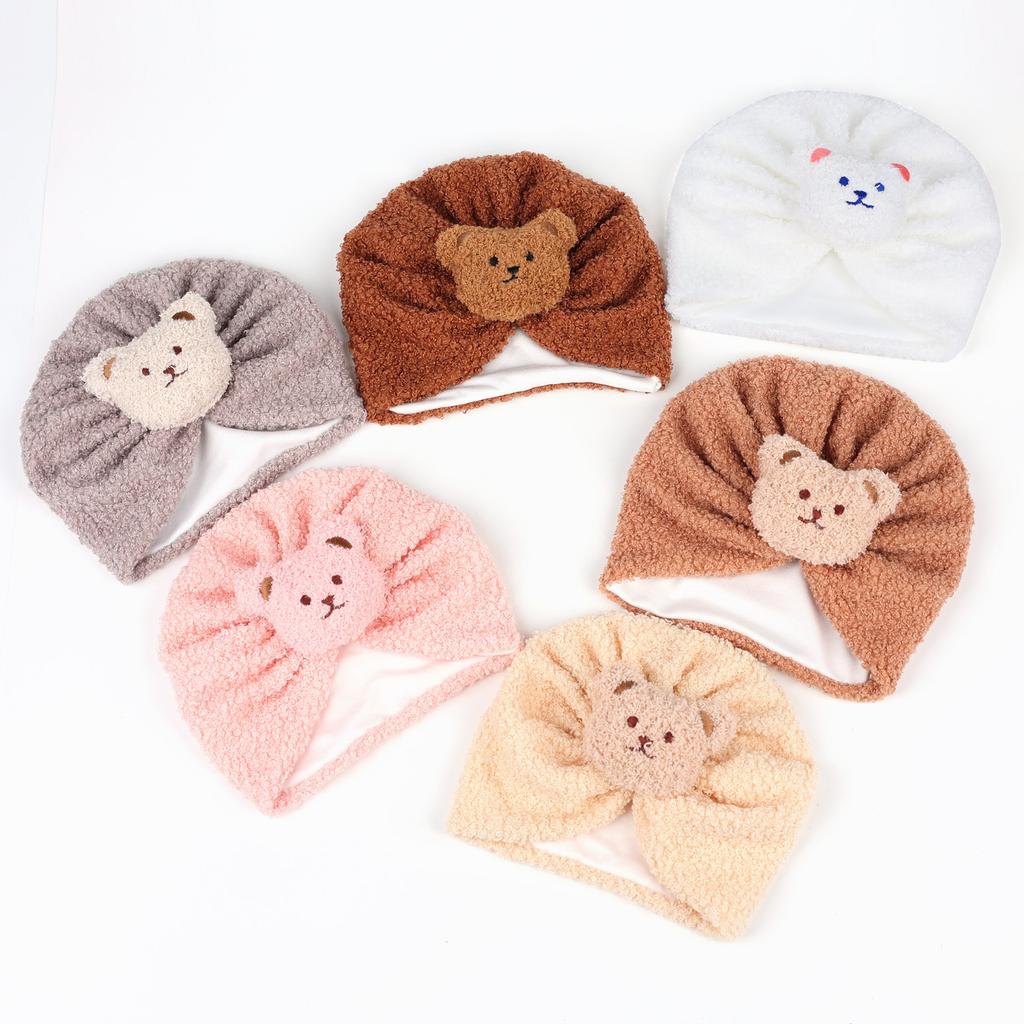 Winter Thermische Baby Mütze Jungen Mädchen Indien Turban Hüte Kinder Kleinkind Knotenmützen Beanies Ins Bären Kopfwickel Foto Requisiten