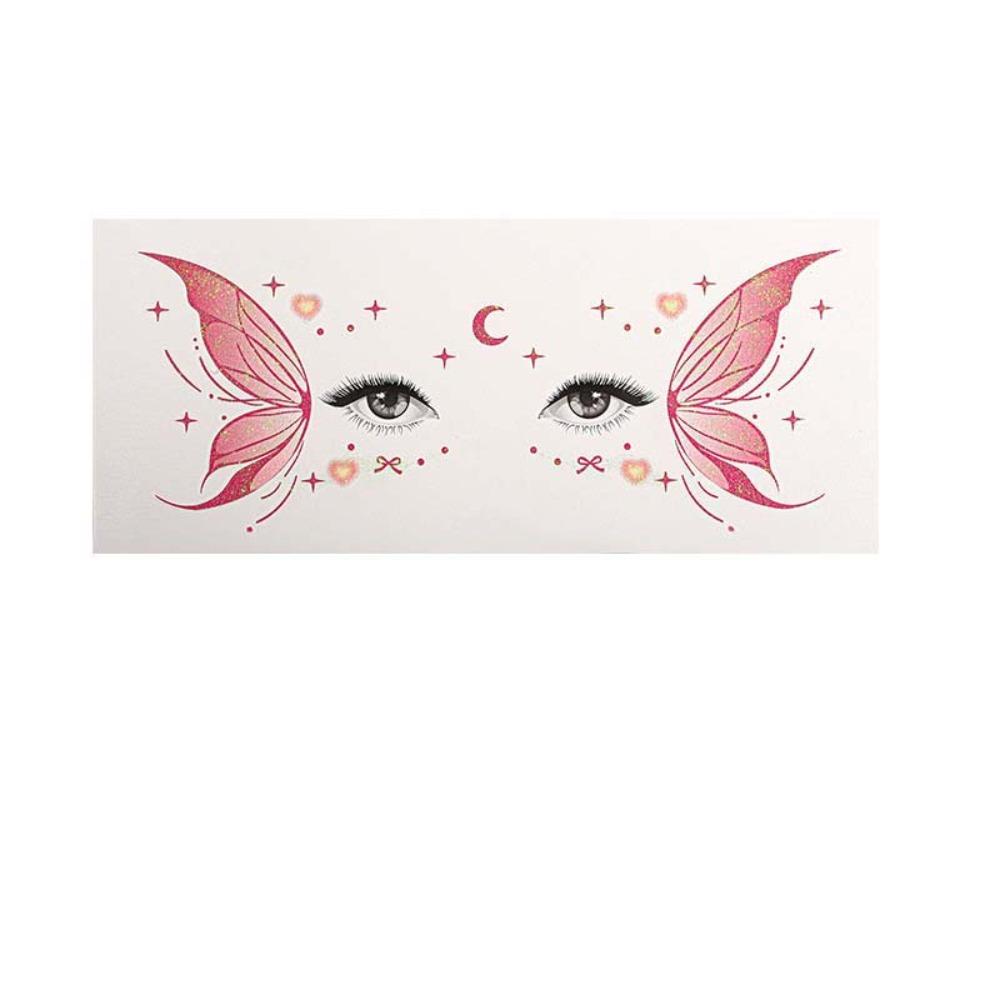 Star Heart Glitter Butterfly Face Tattoo Realistic Face Temporary Tattoo Dance Performances