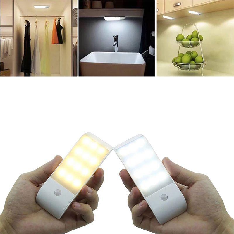 Pir Infrared Motion Sensor Usb Rechargeable Led Night Light Closet Lamp Wardrobe