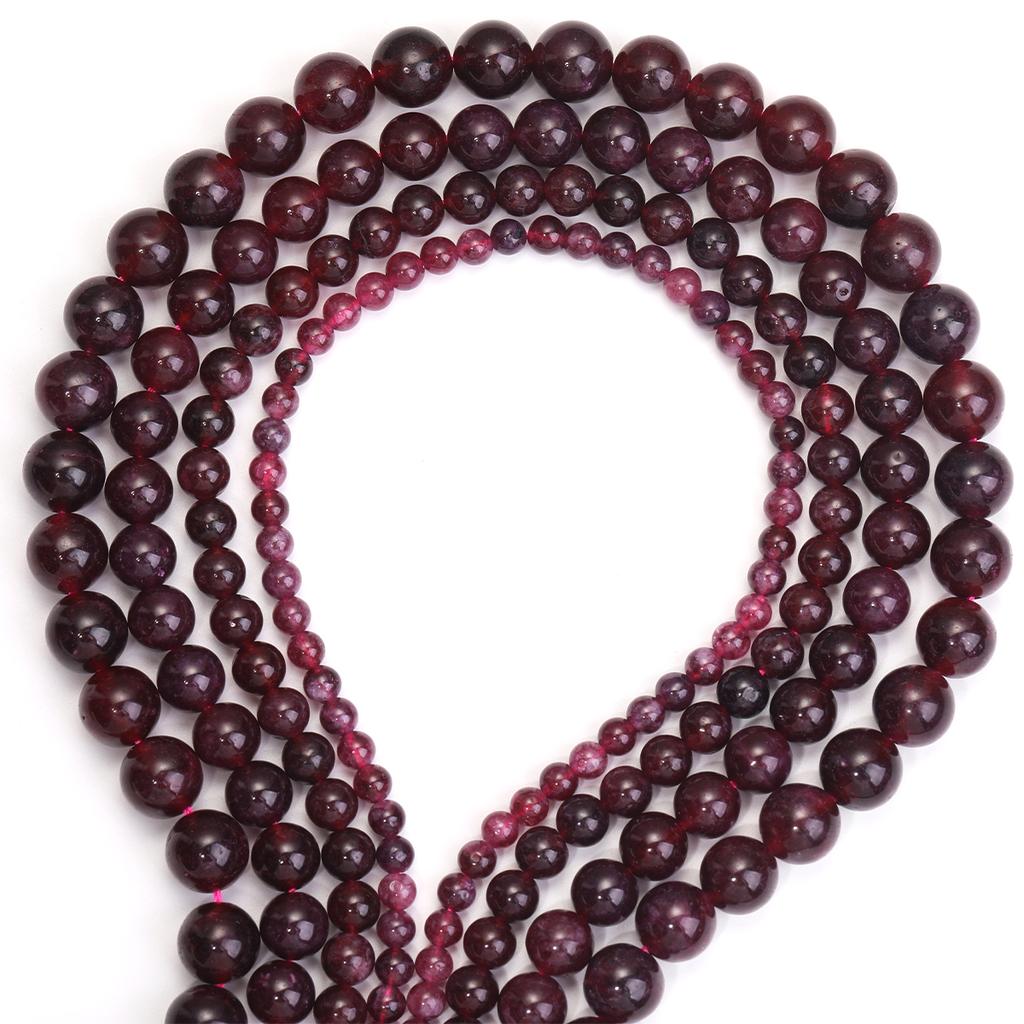 Perline di Granato Colorato da 4/6/8/10 mm per Collana, Braccialetto, Orecchini, Ciondolo Fai da Te, Perline Sfuse Rotonde, Vendita all'Ingrosso di Granati, Regali per le Feste
