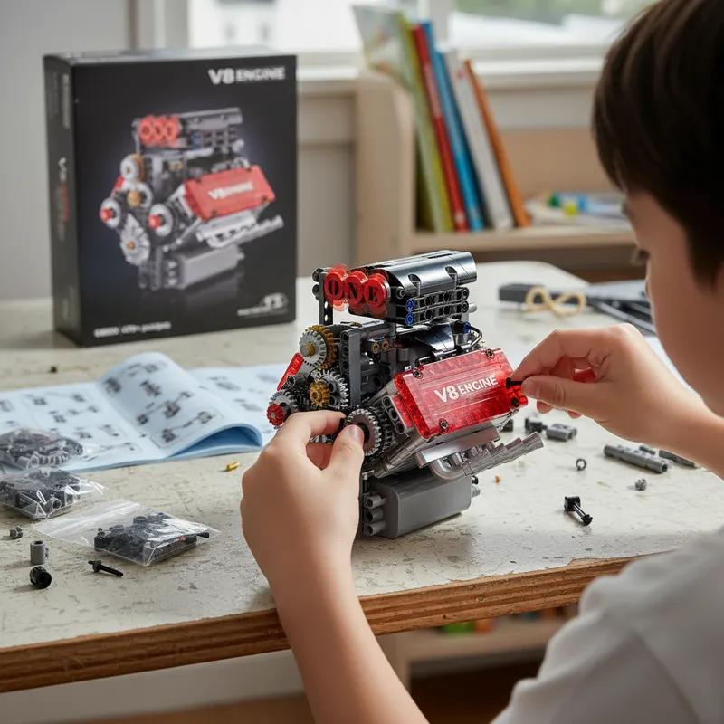 478PCS Motorized Mechanical V8 Engine Building Kit Technic Model Car Parts Collector Set Christmas Gift For Men Boys