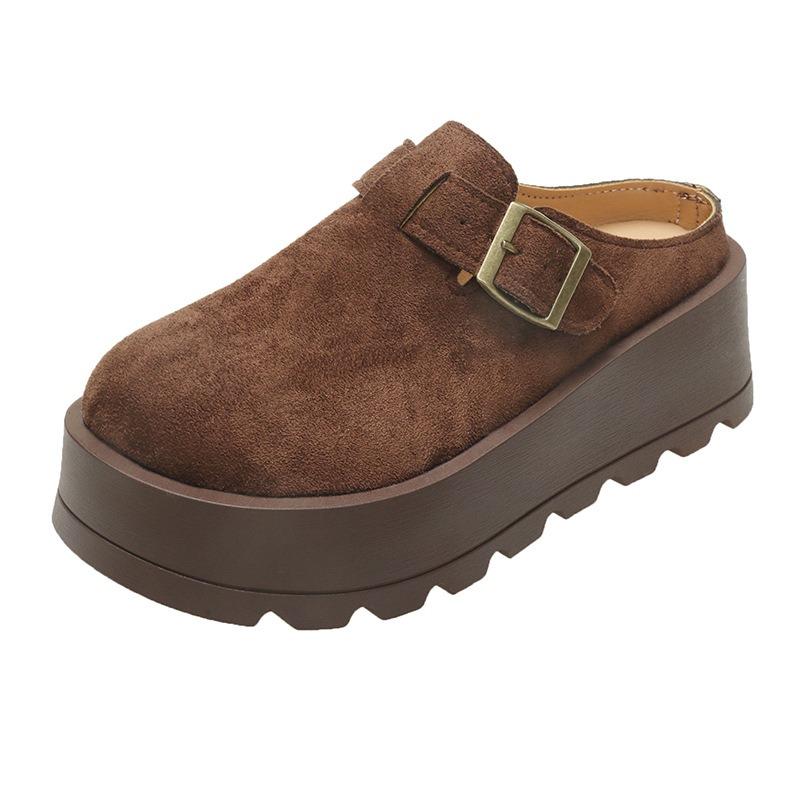 Boken mit dicker Sohle, Damen-Frühjahrs- und Herbstmodelle, trendige Slipper mit mattem Zehenbereich, Damen-Freizeitschuhe zum Hineinschlüpfen