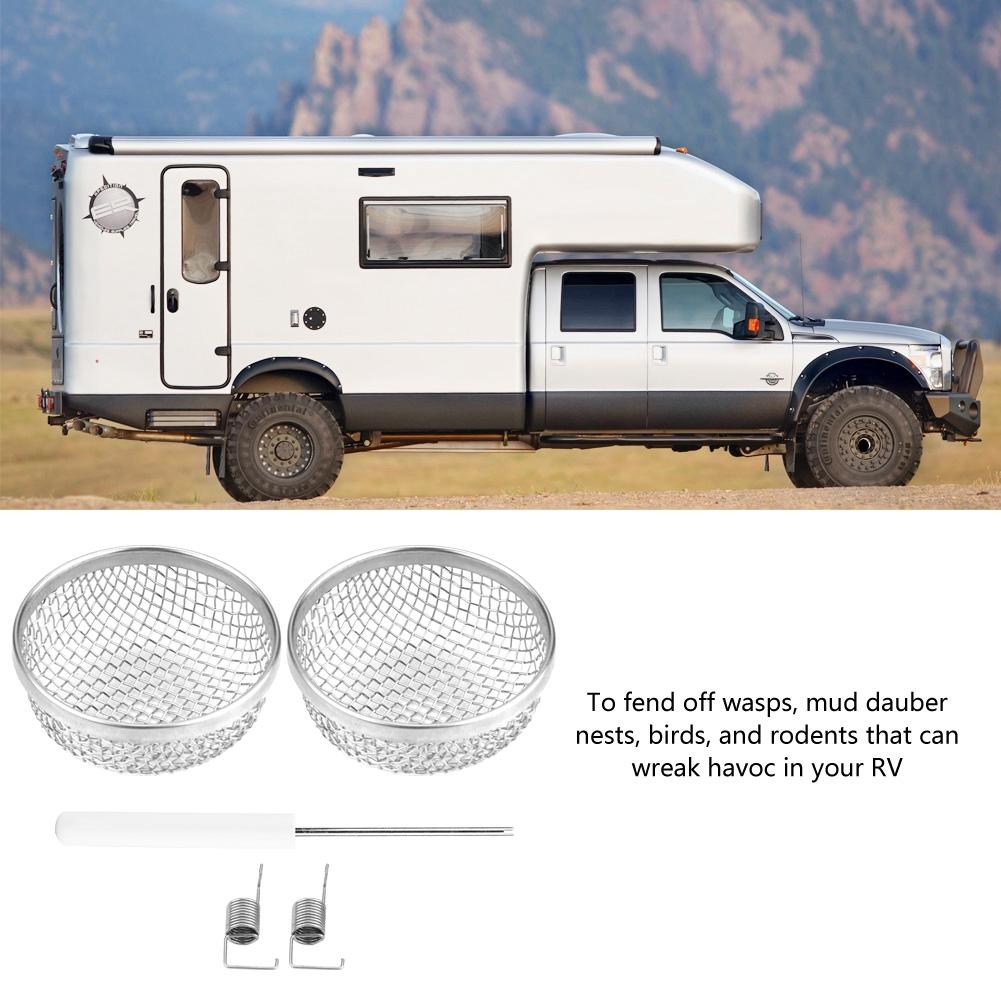 2pcs Stainless Steel Vent Bug Furnace Screen Cover for Camper Trailer RV with Spring Fasteners