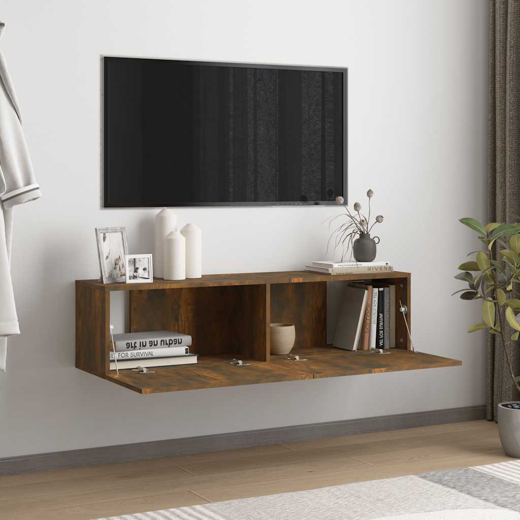 Vidaxl Wall-Mounted TV Cabinet, Smoked Oak, 120X30X30 Cm
