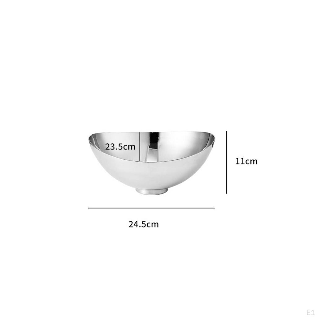Stainless Steel Fruit Bowl Mirror Finish with Pedestal Silver for Kitchen Counter, Dining