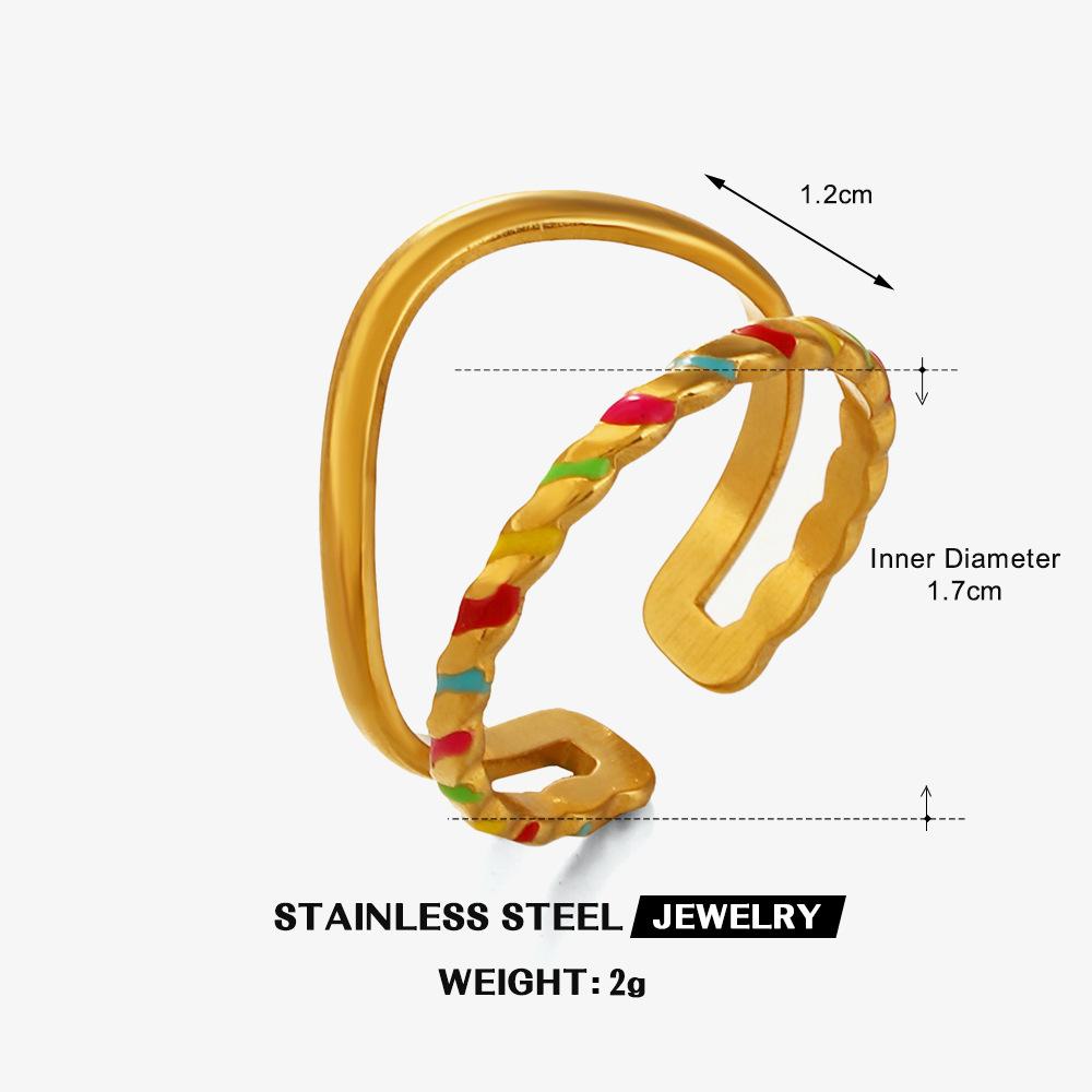 316L Edelstahl Emaillierter Blumenblattring für Damen Farbige Tropfglasur Serie Wasserfeste Ringe Luxuriöser Schmuck Geschenk