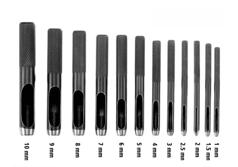 DIY Crafts Home Repair 1-10mm Hollow Punch Set Leather Hollow Punch Set Watch Band Punch Heat-treated Carbon Steel