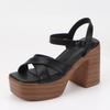 Fashion Black Platform Sandals 2025 Summer High Heels Female Shoe Open Toe Cross Espadrilles High-heeled Girls Fashion Block Peep Rome P