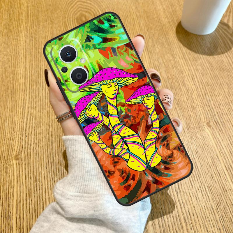 Mushroom Psychedelic Trippy Frog Funda For OPPO Reno 13 F 14F 12F 11F 8T 7 8 Lite 10 11 12 14 OPPO Find X5 X6 X8 X9 Pro Case