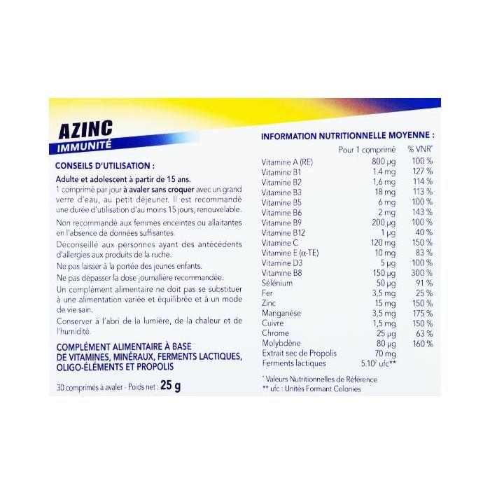 Arkopharma Azinc Immunité 30 Comprimés