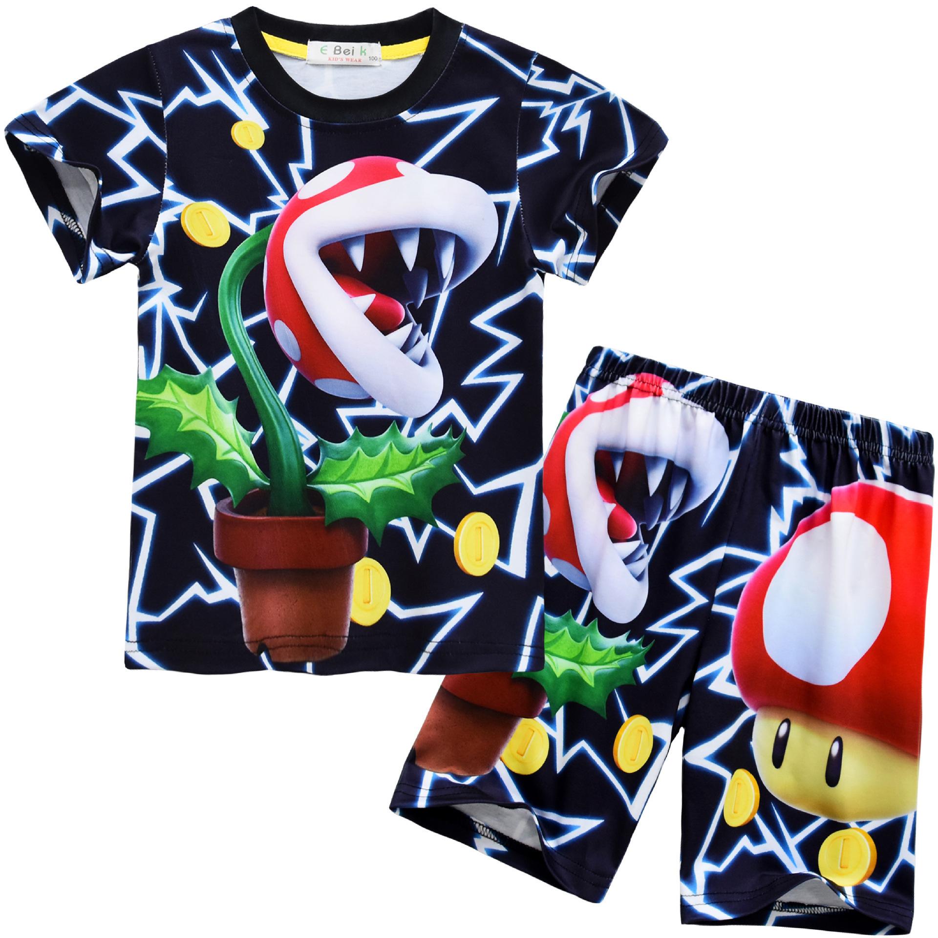 

Animated Cartoon Digital Printing, Middle-Aged And Older Children S Casual Short-Sleeved Loungewear Set 91007 110