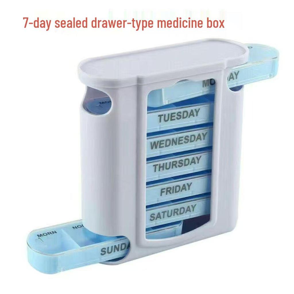 Transparent 28-Grid Detachable 7-Day Pill Box – Portable Medicine Storage and Dispenser