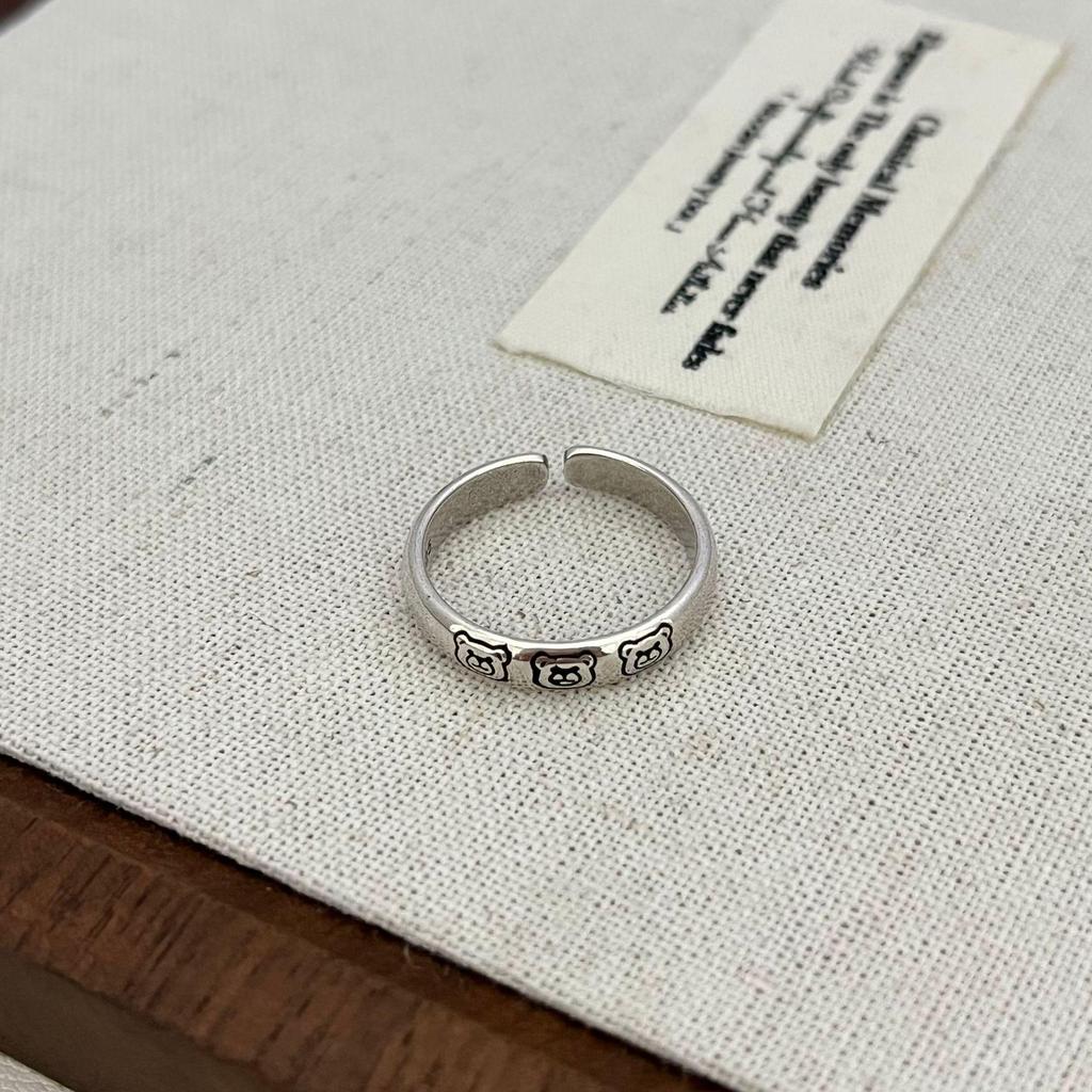 Korean Minimalist Cute Bear Cartoon Animal Open Ring
