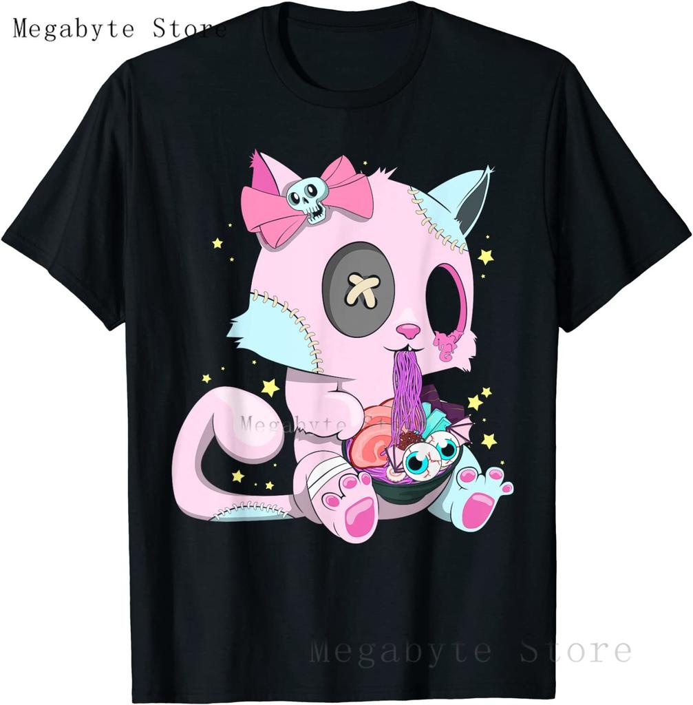 Pastel Goth T Shirt Unisex Women Kawaii Cartoon Gothic Cat Clothes Harajuku Shirt Unisex Graphic Tees FeUnisex Hip Hop Tshirt Unisex