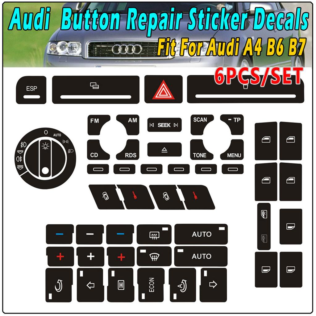 Car Button Repair Decal Sticker Air Condition Climate Control Button Repair Sticker For A4 B6 Headlight Button Worn Knob Switch