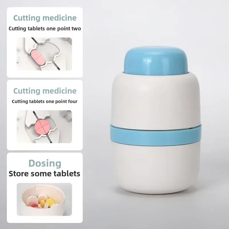 Portable 2-in-1 Pill Box with Pill Cutter for Cutting Small Pills or Large Pills In Half & Quarter Travel Pill Organizer Case