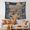 Retro Surfing Summer Ocean Wall Tapestry Hanging for Bedroom Beach House, Beachy Ocean Tapestries Wall Decor Art for Dorm
