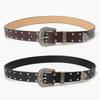 Y2k Vintage Faux Leather Belt With Alloy Buckle And Decorative Studs For Jeans And Outfits