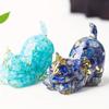 1.77in Resin Cat Statue with Tail, Natural Crystal Gemstone Figurine, Feng Shui Spiritual Decor for Halloween Christmas Gift