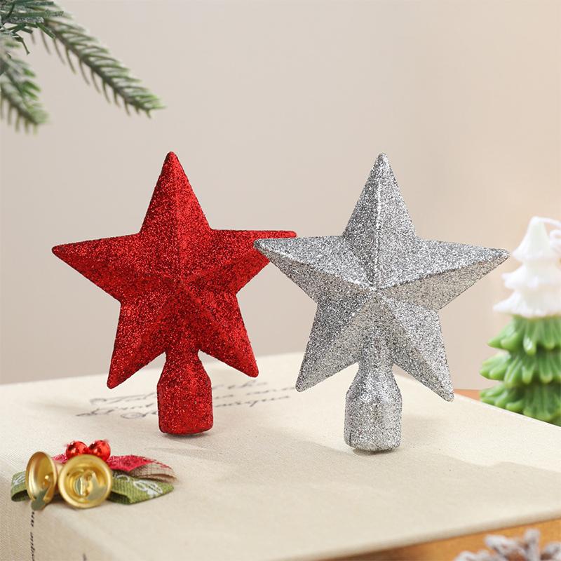 5Pcs Christmas Tree Top Star Decoration Merry Christmas Decoration for Home Shiny Powder Five-Pointed Star New Year's Ornament