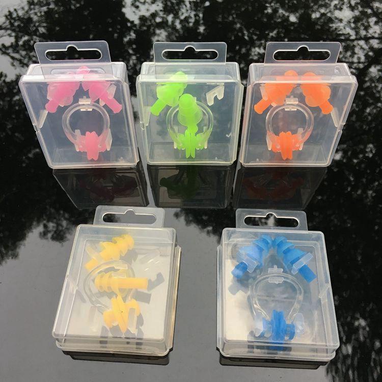 [Nose clip earplugs] Boxed waterproof swimming earplugs, nose clip soft silicone, adult children s nose clip, shampoo and bath