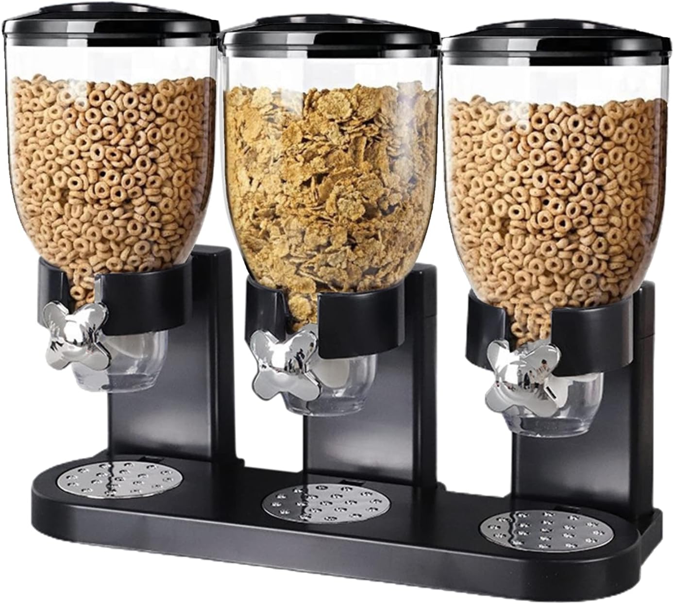 Triple Cereal Dispenser Dry Food Dispenser Cereal Containers Commercial Cereal Dispenser Triple Food Dispensers Nut Candy Dispenser Three Canister чёрный