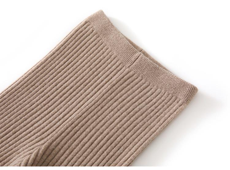 Women's Autumn & Winter Cashmere Knit Base Layer Pants - Soft, Comfortable, Warm, Solid Color, Striped Versatile Fashion.
