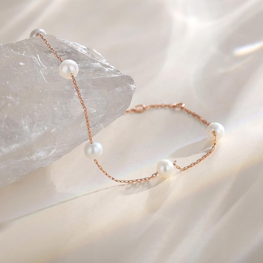 FANCIME K18 Pink Gold Bracelet for Women, Natural Freshwater Pearl, 18k Gold, Popular, Birthday, Anniversary, Mother's Day, Christmas Gift, Gift