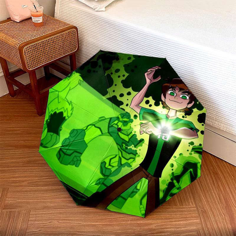 Ben 10  pattern, automatic folding umbrella, portable and foldable design, 8 ribs, a Christmas or birthday gift.