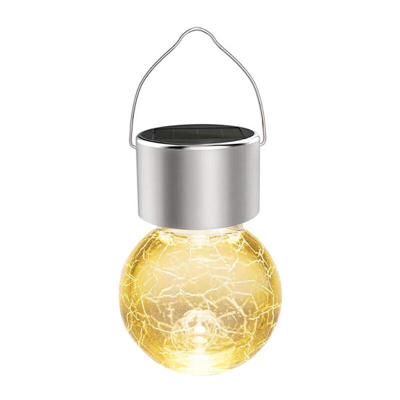 Solar LED Crackle Glass Jar Outdoor Decorative Light