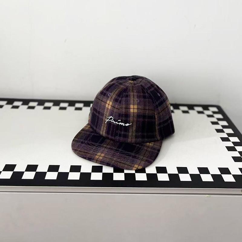 

Street Dance Hat With Check Patterns And Letter Design For Summer Casual Style Purple Brown