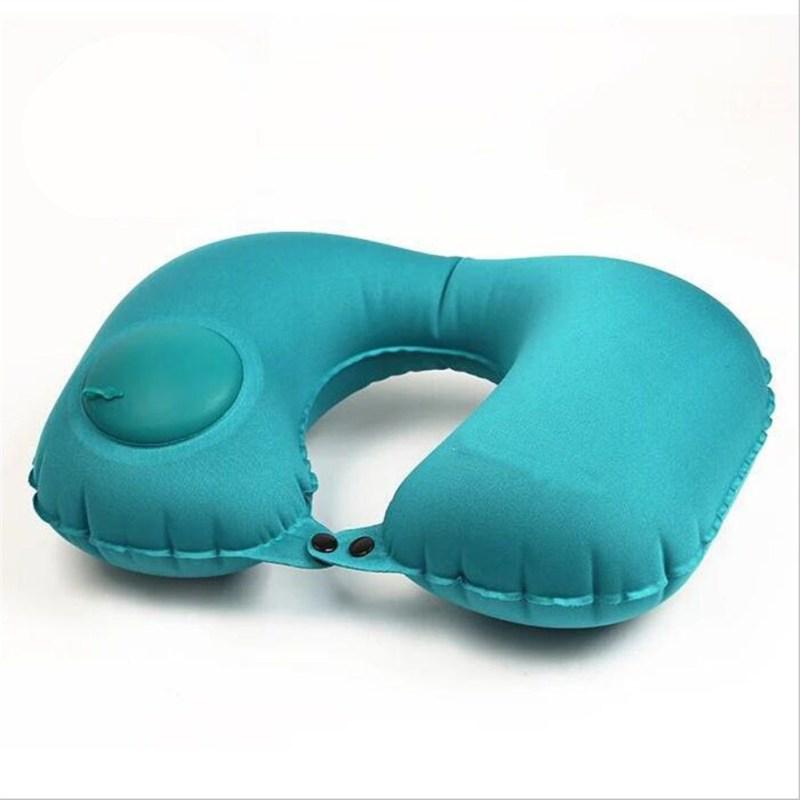 Cuscino gonfiabile automatico a forma di U, tipo push, portatile, poggiatesta ad aria