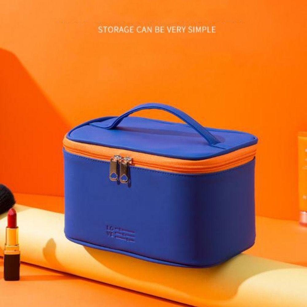 New Portable PU Makeup Bag Waterproof 5 Colors Travel Cosmetics Holder Multifunctional Women's Grooming Bag