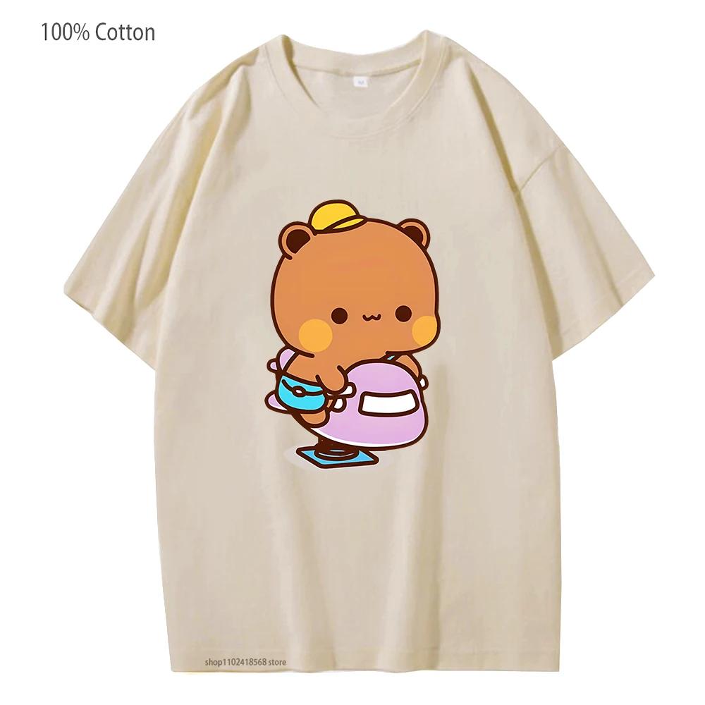 Cute Couple Bubu and Dudu Is Playing At The Park Graphic T-Shirts Men s T Shirt Panda Bear Tees Cotton Summer Soft Clothes 3XL