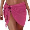 Solid Color Swimsuit Cover Ups Sheer Mesh Sheer Short Skirt Shiny Beach Wrap Skirt  For Women