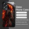 Creative Flame Black Horse Pattern Tempered Glass Phone Case for OPPO Realme 14 13 Pro Plus 12 11 10 Neo 3 X7 PRO C75 C55 Cover