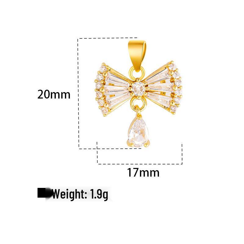 Super Sparkle Zirconia Bow Pendant Necklace, 18K Colorfast Elegant Fashion Jewelry