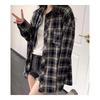 Camicia Casual da Donna a Quadri Americano Vintage Larga a Maniche Lunghe