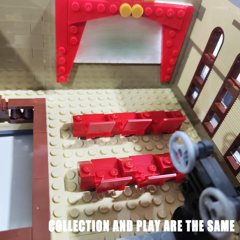 Town Hall Tudor Corner Brick Bank Cafe Corner Model Book shop Street View House Building Blocks Model Toys Jazz Club Pet Shop Dow