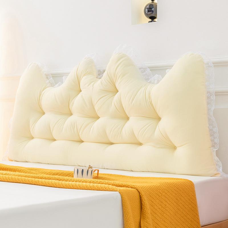 

Korean Style Pure Color Reading Pillow with Lace Trim Backrest and Anti-Collision Waist Belt, Large Backrest Support Bolster 90x55x10cm жёлтый